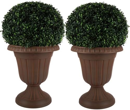 Pure Garden Flower Pots Outdoor Planter, Brown, 16x18-Inch, 2-Pack by PureGarden