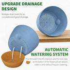 12/10/9/8/6 Inch Self Watering Pots for Indoor Outdoor Plants, Set of 5 Large Plastic Planters with Visual Water Window, Drainage Holes & Watering Lip, Modern Decorative Flower Pots (Blue) - Image 4