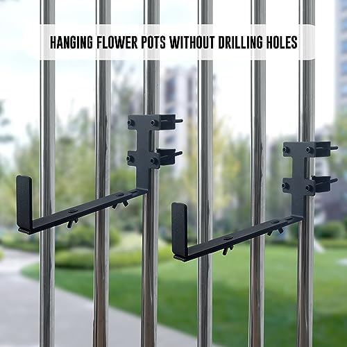 Planter Box Bracket, Flower Box Holder Circular and Square Railings Brackets,Adjustable Deck Railing Planter Box Holder for Patio Garden Fence Pergola Balcony (2 Pieces) - Image 4