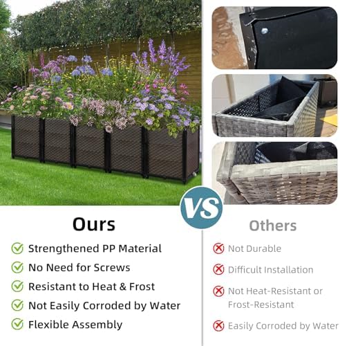 Large Raised Planter Box Outdoor Self Watering 78.7"x15.7"x19.7", Deep Raised Garden Bed - Elevated Garden Box with Drainage Plug, Rectangular Garden Planter Perfect for Patio Balcony Deck - Image 3