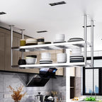 Ceiling Mount Shelf, Stainless Steel Storage Rack Hanging Floating Shelves, Ceiling Display Stand for Restaurant Kitchen Bar Shelf - Easy to Install (Size : 120x35x80cm) by Lonmrrton