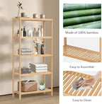 5-Tier Bamboo Freestanding Multi-use Shelf Unit Bookshelf Bookcase - Image 5