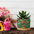 Vase Green Chinoiserie Planter Ceramic Daily Round Plant Pots with Drainage Holes and Bamboo Tray Pot for Pots Outdoor Indoor Plants - Image 5