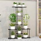 Plant Stand Indoor Outdoor, Metal 6 Tier Tall Hanging Plant Shelf for Multiple Flower Planter Large Heavy Duty Ladder Plant Holder for Garden, Black (y-201) - Image 2