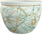 Red Lantern 14" Abstract Green & Gold Fishbowl Planter or Cachepot for Indoor/Outdoor Use in Garden Entryway Living Room Boho Eclectic Modern Contemporary Classic Traditional Style Decor by RedLantern