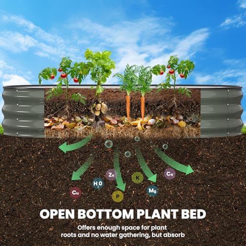 Pattiumo Galvanized Raised Garden Bed 6x3x1 FT, Oval Metal Raised Garden Bed Outdoor Planter Box with Open Bottom, Rust-Resistant Steel Garden Bed for Vegetables Herbs Flowers, Easy Assembly - Image 2