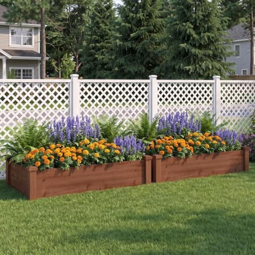 GIANTEX 48" Wooden Raised Garden Bed, Rectangular Planter Box, Brown - Image 2