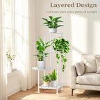 4 Tier Plant Stand Indoor Outdoor, Tall Metal Corner Flower Shelf Holder for Multiple Plants, Space-Saving Rustproof Plant Display Rack for Patio Balcony Garden Living Room Porch, White - Image 6