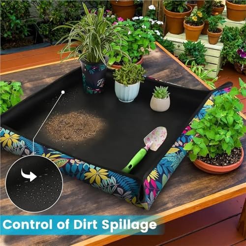 50CM Planting Mat Oxford Cloth Plant Repotting Foldable Waterproof Gardening Potting Pad Flower Pots Transplanting Mats for Indoor Plant Repotting(50x50cm-10PCS) - Image 5