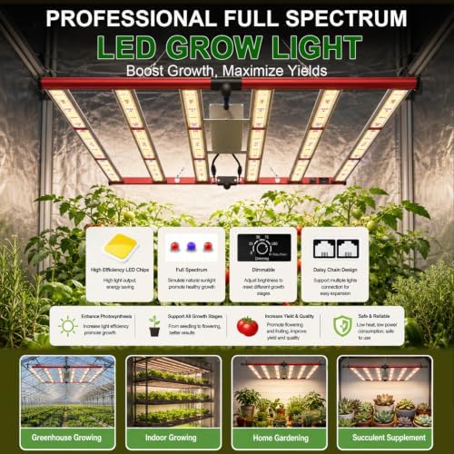AGLEX 600W LED Grow Lights, Full Spectrum Grow Light with UV IR, Daisy Chain Plant Bar Style Grow Light Foldable & Dimmable for Indoor Growing Commercial Hydroponic Growing Lamp 5x5ft Core Coverage - Image 6