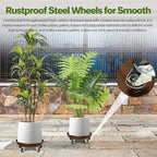 Plant Caddy With Wheels 14" Metal Plant Saucer for Indoors Hold Up to 390LB - Image 6