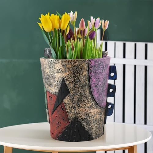 TOZLU Abstract Face Head Planter Picasso Colorful Art Resin Flower Pot - Image 6