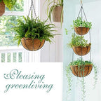 Hanging Plant Basket Flower Holder (2pack, 16 inch)-Metal Wire Round Hanging Basket Planter with Coco Fiber Liners for Plants Flower Pots Outdoor Garden Porch and Balcony Decor - Image 2