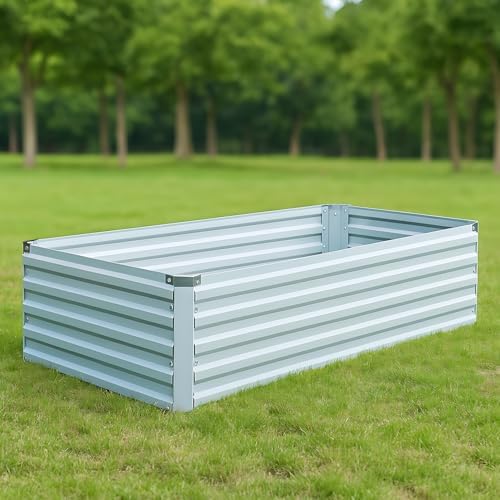 Meberam 2 Pack 4x2x1FT Galvanized Raised Garden Beds Kit Outdoor Metal Gardening Planter Box for Vegetable Elevated Flower Herbs,Silver - Image 2
