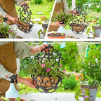 Sungmor 2 Pack Cast Iron Wall Hanging Planter with Fabric Liner -Half Round - Image 4