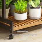 Plant Stand, Bamboo Ladder Shelf Display Shelf, Multi-Tier Planter Holder with wheel for Home Garden Patio Balcony Indoor Outdoor Use,80*40*65cm - Image 6