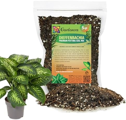 Gardenera Premium Dumb Cane Potting Soil Mix - Ideal Blend for Growing Robust and Healthy Dumb Cane Plants - 5 Quart by Gardenera