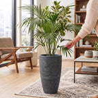 20.9" Tall Planter, Indoor/Outdoor Planter, Eco-Friendly Resin Pot, Black - Image 2