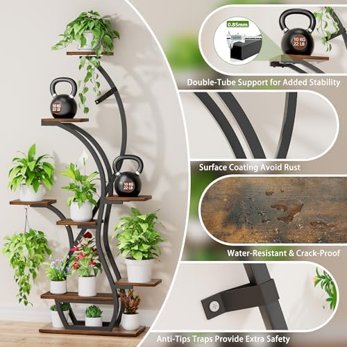 Plant Stand Indoor with Grow Lights - 8 Tiered Corner Plant Shelf Indoor - Image 4