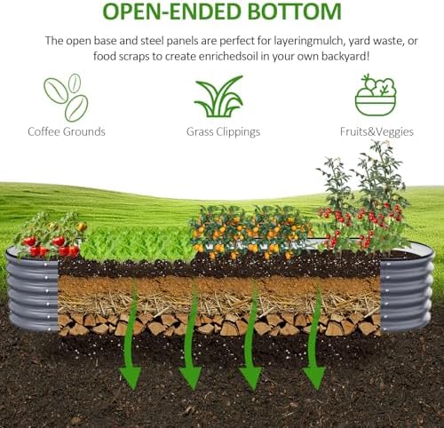 Gruper Raised Garden Bed, 8×2×1.4 ft Tall Oval Large Metal Planter - Image 2