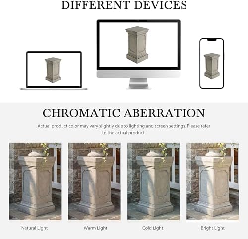 Christopher Knight Home Classic Square Flower Stand 19.25" Pedestal Plant Stand Indoor Outdoor Display Table for Ferns Orchids Sculptures with MGO Construction Brushed Finish, Light Gray - Image 7