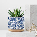 Blue and Indigo Floral Ceramic Planter Chinoiserie Chic Flower Pots for Plants with Drainage Holes and Saucers Pot for Succulents Cactus Garden Windowsill - Image 7