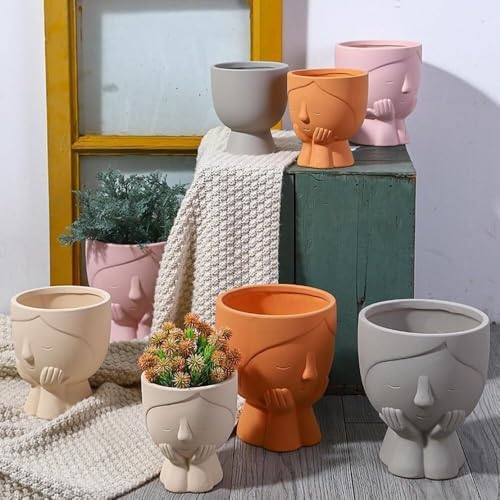 yeyo Elegant Ceramic Succulent Flower Pot Creative Girl Planting Container/Plants/Flowers/Bonsai Decoration for Balcony(White,Small) - Image 4
