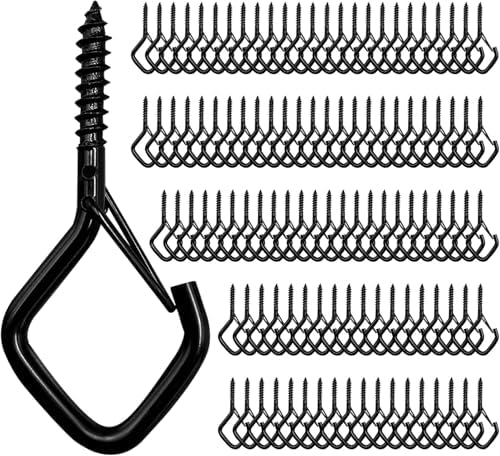 2.36IN Ceiling Screw Hooks for Hanging Plants, Safety Buckle,110 Pcs by Ticway