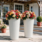 24" Tall Planters for Outdoor Plants Set of 2 - Round White by Diyfire
