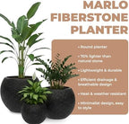 Marlo Fiberstone Round Planter, Ribbed Finishes (L, Black) - Image 5