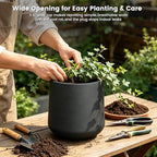 Kante Accent Round Curved Black Concrete Planter 13" Dia, Outdoor - Image 7