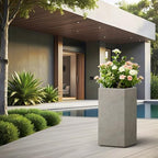 Kante Large Column Square Weathered Concrete Planter 27.6" H, Outdoor - Image 3