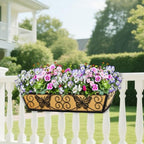 6 Pack 24 Inch Window Boxes Planters Railing Planter Box with Adjustable Brackets for Porch Fence Patio Balcony Hanging Flower Baskets with Woven Fabric for Outdoor Garden Decor - Black - Image 7