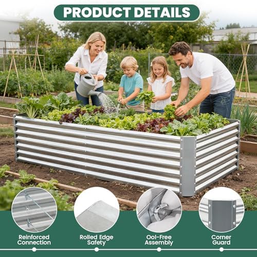 G GOOD GAIN 6x3x2 ft Galvanized Raised Garden Bed Kit, Large Metal Planter Box Outdoor for Vegetables, Flowers, Herbs, 269 Gallon Capacity Deep Root Design, Silver - Image 2