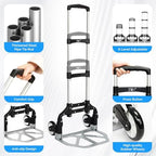 FCH Folding Hand Truck Aluminum Portable Folding Hand Cart 165lbs Capacity Hand Cart and Dolly Ideal for Home, Auto, Office,Travel Use,Black - Image 6