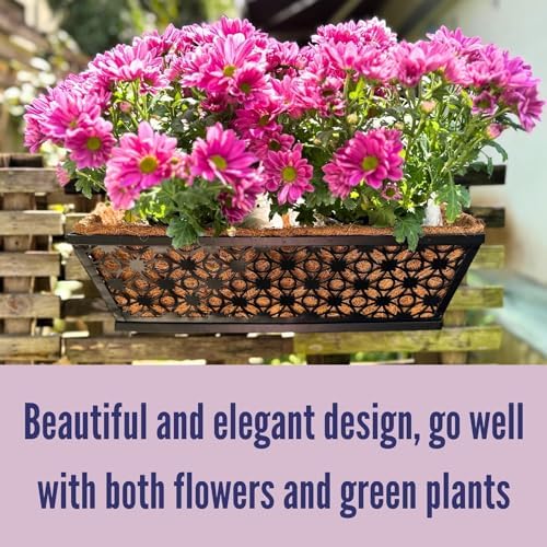 LaLaGreen Wall Planter for Plants (16 in, 4 Pack) Black Fence Window Box - Image 6