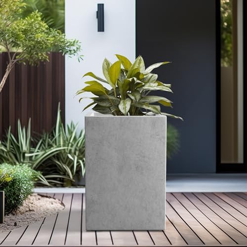 Kante Modern Home Minimalist 16" Tall Pale Gray Concrete Tall Planter - Image 6