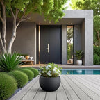 Kante Black Concrete Planter 11.8" Dia All-Weather Round Small Pot - Image 3