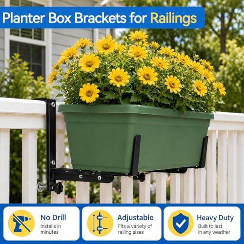 Halatool Window Box Brackets Outdoor, 4Pack Adjustable Planter Box Brackets - Image 2