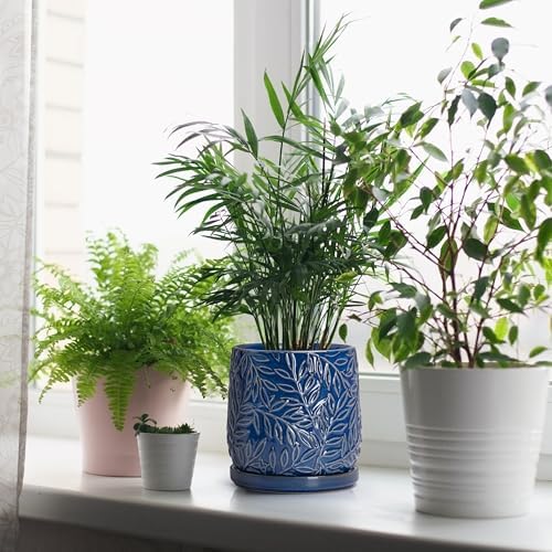 D'vine Dev 2-Pack Embossed Leaves Planter, 4/6 in, Midnight Blue, 27-B-U-3 - Image 6