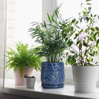 D'vine Dev 2-Pack Embossed Leaves Planter, 4/6 in, Midnight Blue, 27-B-U-3 - Image 6