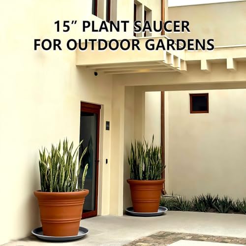 6 Pack 15 Inch Gray Plant Saucers, Heavy Duty PP Trays for Large Pots - Image 5