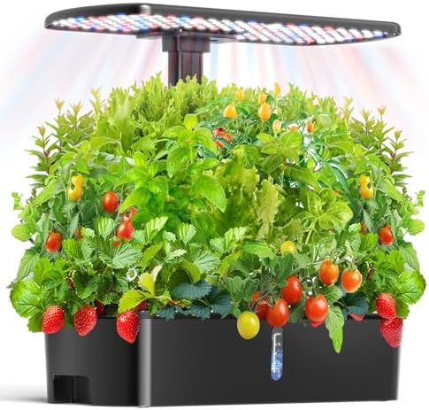 Hydroponics Growing System Kit 12 Pods Indoor Garden, Hydroponic Indoor Herb Garden Kit with Grow Light, Smart in Door Gardening Gifts for Women, Adjustable Height, Auto Timer, Quiet Pump by hdroor