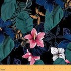 Floral Fabric By The Yard, Palm Leaves Upholstery Fabric for Chairs, by Erosebridal
