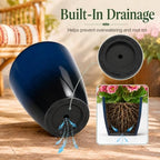 Neoaider Set of 3 Tall Planter, 24/21/12in Large Plastic Planter, Dark Blue - Image 6