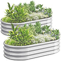 4x2x1ft-2pcs-Oval Raised Garden Bed Kit, Galvanized Planter Garden Boxes Outdoor, Metal Raised Garden Beds for Vegetables,Fruits, Flower,Silver by kingddeergardenbed