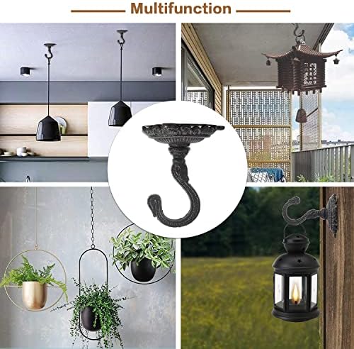 Sungmor Heavy Duty Cast Iron Swag Ceiling Hooks -3 Pack Black, 3.5x3.9 Inch - Image 5