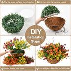 Artificial Fall Hanging Flowers Basket, UV Resistant Mums for Outdoors - Image 3