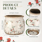 2 Pcs Vintage Planter Ceramic Plants Pot with Drainage Ice Crack Scroll Flower Vase Pot for Indoor Outdoor Plants Home Kitchen Decor Gifts(Rustic Rose,5.9") - Image 2