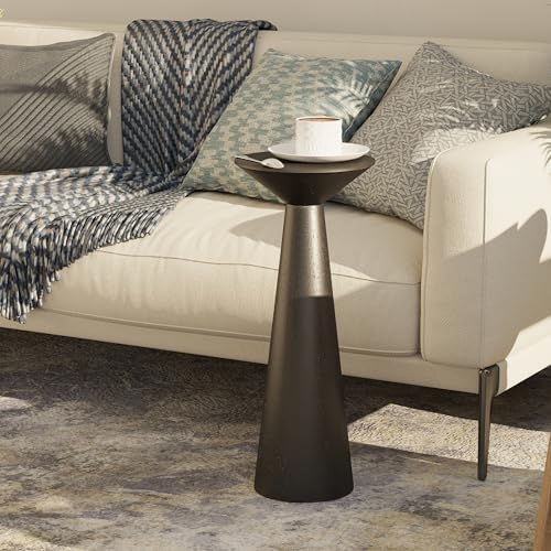 COZAYH Farmhouse Tall Pedestal End Table, Solid Wood Martini Table, Black - Image 7